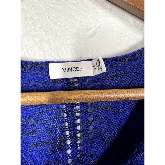 Vince Knit Tunic Sweater Top Pullover Open Knit Blue Casual Oversize - XS - Picture 4 of 4